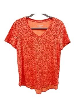 Soft Surroundings Women's Medium Petite MP Orange Geometric Mosaid Print Tunic